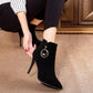 Quality PU Leather Winter Women Boots Pointed Toe Black Stiletto Heels Ankle Booties Size