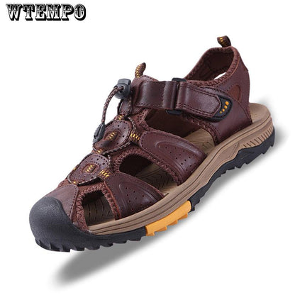 Sandals Summer Hollow Men Business Round Head Shoes Breathable Leather Shoes