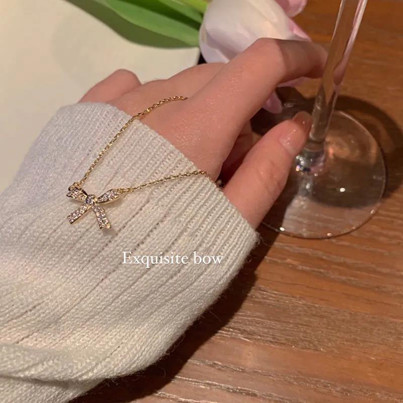Multiple Types Necklace Butterfly Love Water Drop Pendant  Female Light Luxury Niche Design Style Clavicle Chain Golden Colour