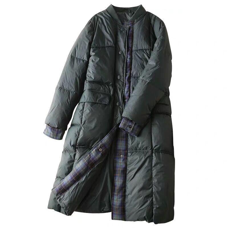 Lightweight and Versatile Loose Large Size Stand-up Collar and Long Coat Down Jacket Women
