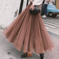 Mesh Skirt Skirt Women's Spring and Summer Pleated Skirt A-line Skirt Mid-length Skirt All-match Princess Skirt