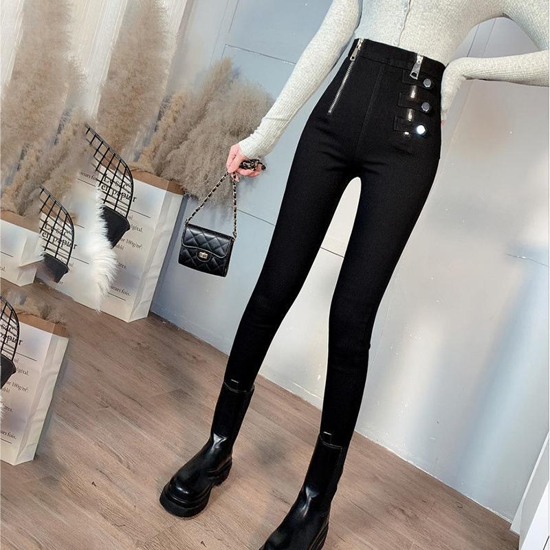 WTEMPO Women's Super High Waist Leggings Can Be Worn Outside Cotton Black Pants Look Thin Tight Stretch Trousers