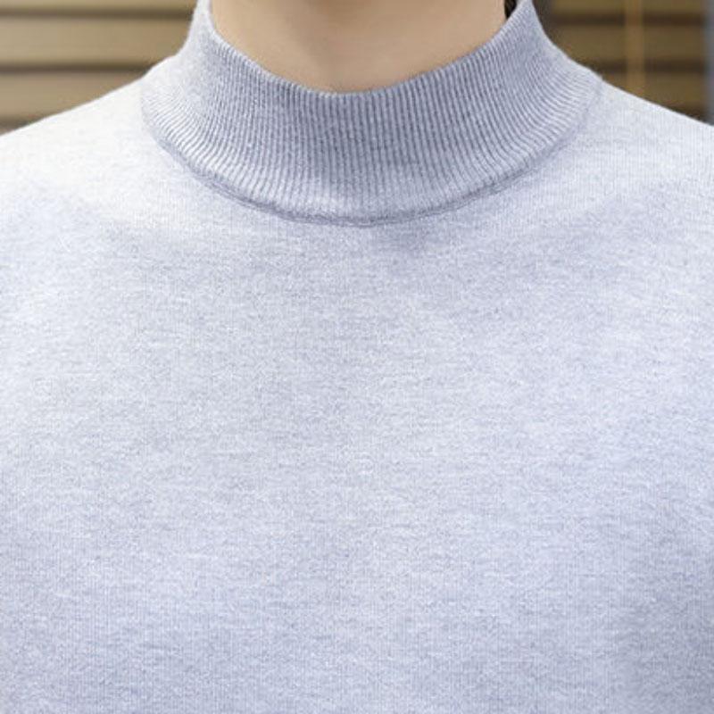 Fall/winter Sweater Men's Korean Pullover Round Neck Solid Color Sweater Thin Bottoming Shirt Low-neck Sweater