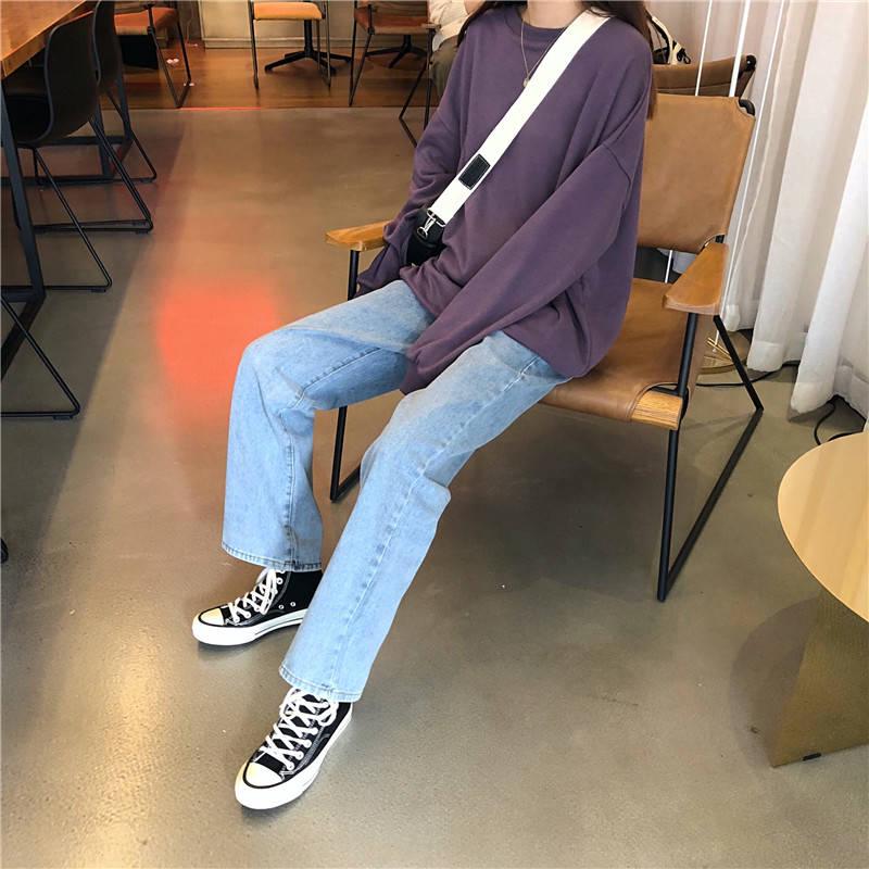 WTEMPO Straight High-waist Jeans Women's Spring Korean Version of The Wild Loose Was Thin Wide-leg Pants