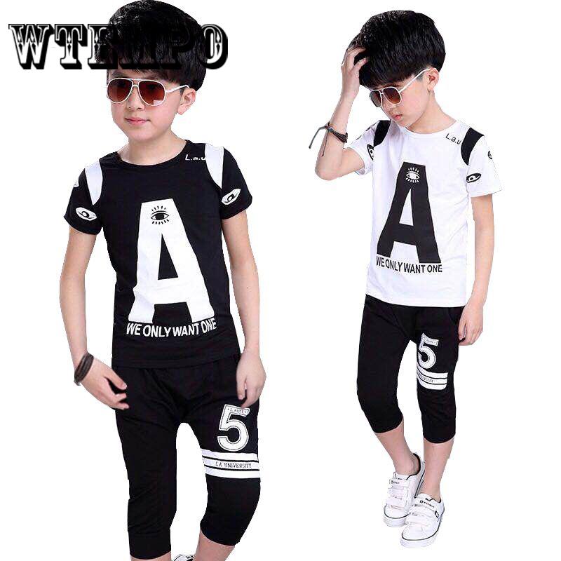Summer Baby Boys Girls Clothes Sets Short Sleeve Letter Print T-shirt Tops+Shorts Outfits