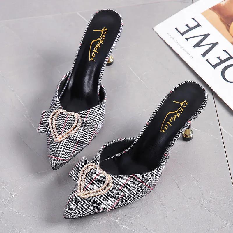 Women's Sandals and Slippers Foreign Style Half-support Shoes Half-slippers Women's Summer 8cm High Heels Half-toe Slippers