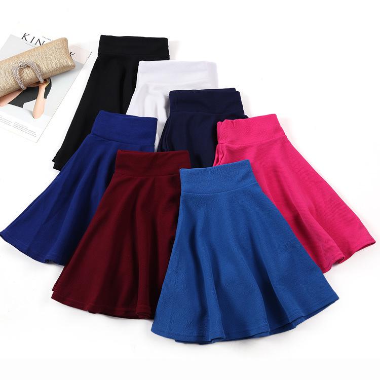 WTEMPO Short Pleated Skirt High Waist Lolita Denim Pleated Skirts A-line Mini Dress Sailor School