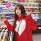 Pofulove women loose wear New age chic heart-shaped lazy wind sweater  wild student wool sweater