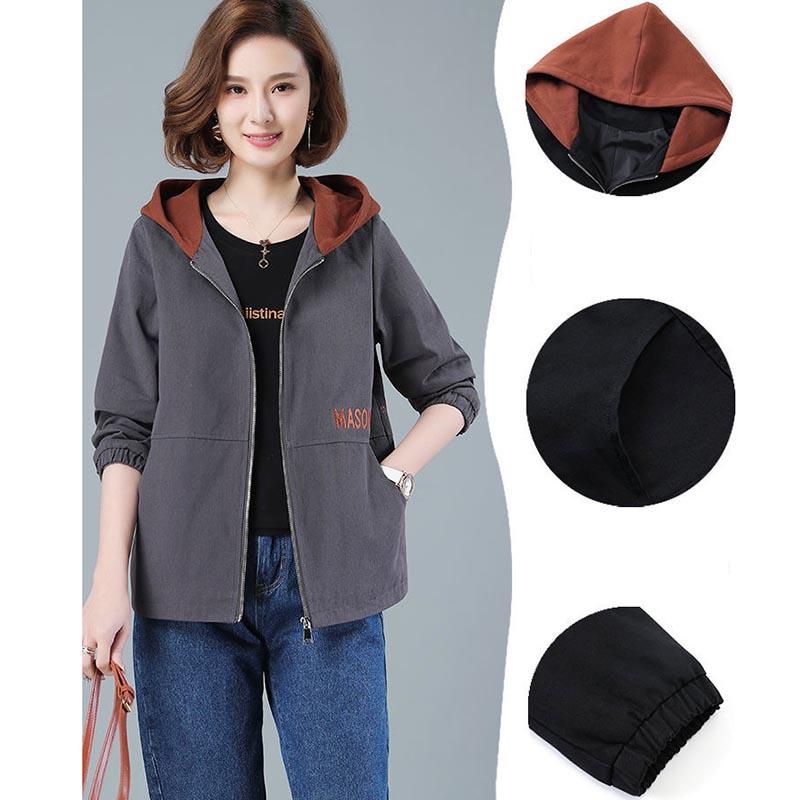 Spring Plus Size Coat Women's Short Windbreaker Loose Fashion Casual All-match Hooded Top Jacket