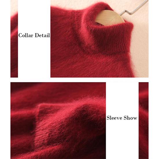 Women Silmulated Mink Cashmere Base Sweater Turtleneck Knitted Casual Pullover Top Jumpers