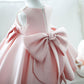 Children's Dress Princess Skirt Flower Girl Wedding Birthday Baby Sweet Dress Girl Piano Host Performance Costume Round Neck Sleeveless Bow Decoration