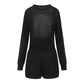 Casual Knitted Summer Women Suit Bubble Long Sleeve Suit with Shorts for Women O Neck Loose Sexy Sweater Two Piece Set