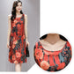 Summer Ethnic Print Dress Round Neck Mom Loose Slim Mid-length Vest Skirt Daily