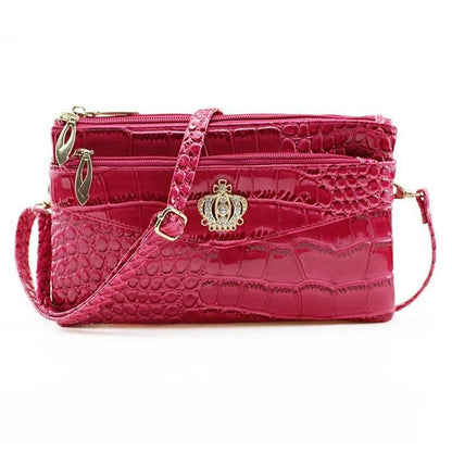 Women Crossbody Shoulder Bags All-match Crown Messenger Handbag PU Leather Casual Small Bag Clutches Mobile Phone Daily Zipper Satchel Handbags