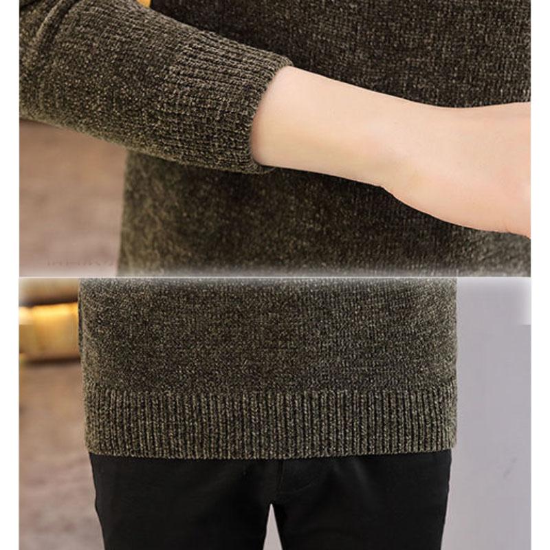 Chenille Sweater Men's Thick Winter Sweater Knit Sweater Top Casual All-match Insulation Bottoming Shirt