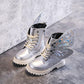 Children's Martin Boots Girl's Autumn Princess Single Boots British Style Children Solid Color Casual Wing Decoration Boots