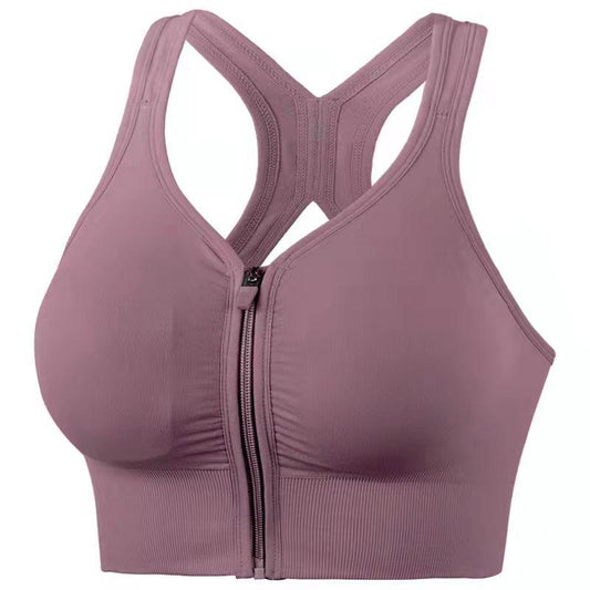 Women's Zipper Bra Sports Underwear Running Shockproof Gym Fitness Bra Anti-sagging Beauty Back Yoga Vest Breast Bra Push Up Bra Top Wearable Vest