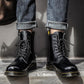 Men High-top Martin Boots British Style Couple Breathable Work Boots All-match Waterproof Thick Bottom Outdoor Shoes Autumn Winter
