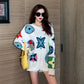 Men and Women Printed Pullover Sweater Students All-match Knit Sweater Shirt Unisex Knitwear Jumper College Style