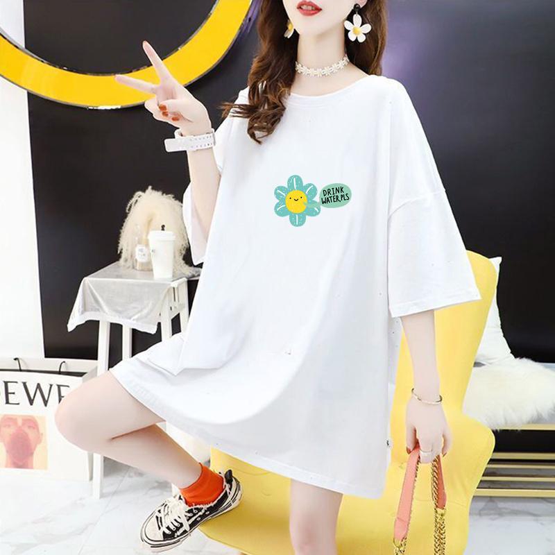 Hollow Halter Mid-length T-shirt Women's Short-sleeved Loose Loose Slim T-shirt Half-sleeved Top Ladies Casual Loose T-shirt