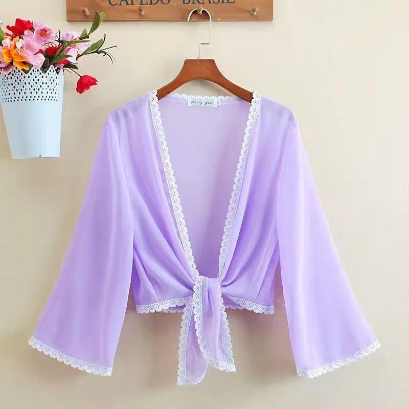 Shawl Cardigan Women's Summer Waistcoat All-match Sun Protection Clothing Thin Section Short Outer Chiffon Shirt