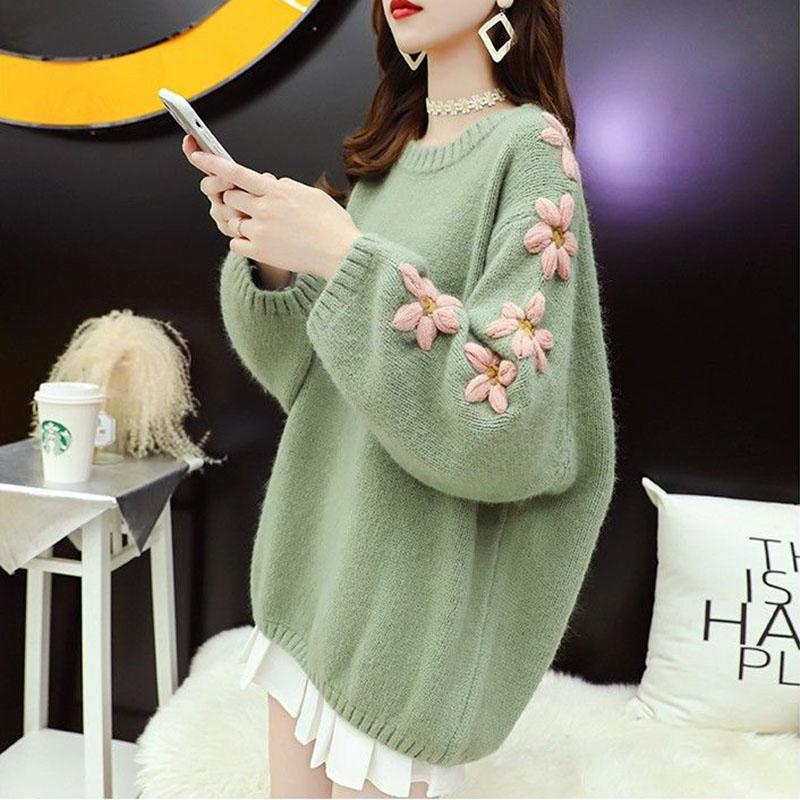 Autumn and Winter Loose Sweater Fashion Casual Jacket Korean Style Simple Young Women's Bottoming Shirt