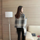 Autumn and Winter Knitted Bat Shirt Fashion Plaid Loose Cardigan Long Sleeve Sweater Women