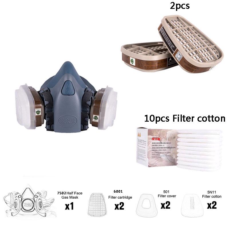 Industrial Half Face Painting Spraying Respirator Gas Mask Suit Safety Work Filter Dust Mask Replace