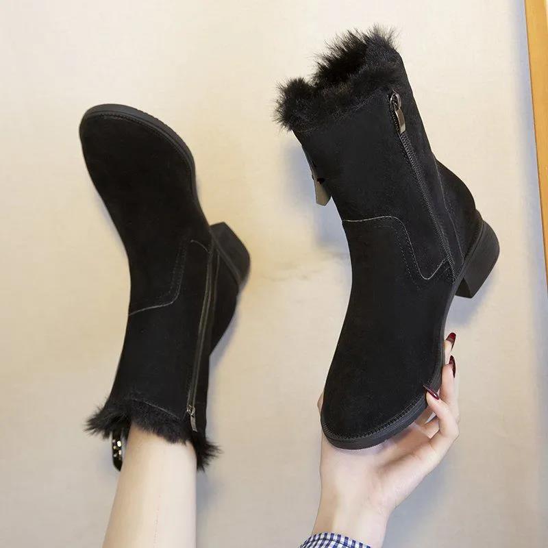 Winter Snow Boots Women Plus Velvet Thick Warm Cotton Shoes Cold-resistant Non-slip Waterproof Short Boots