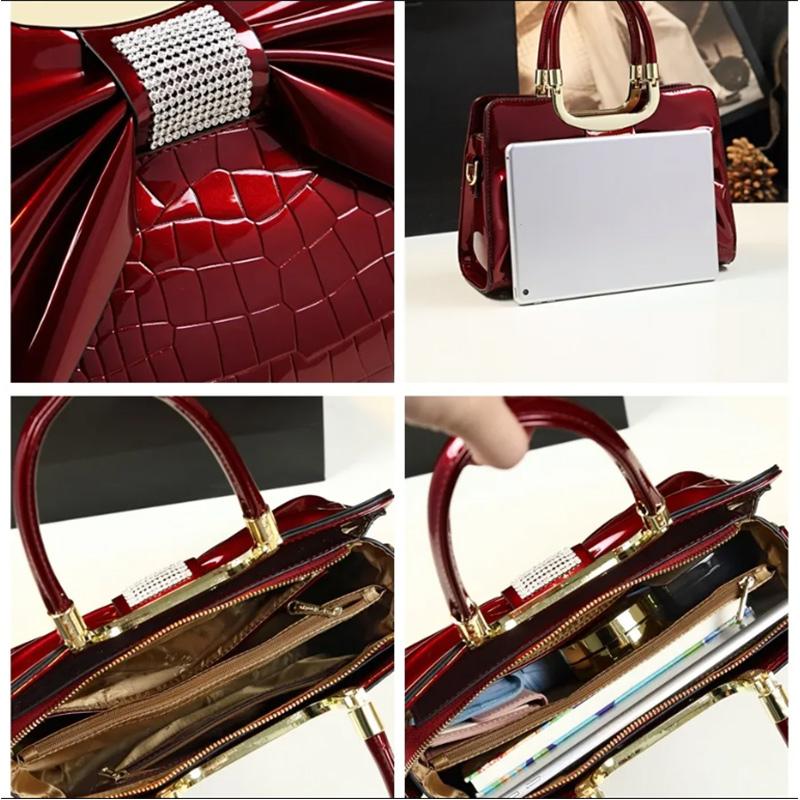 European and American Fashion Bow Leather Shoulder Messenger Handbag Middle-aged Ladies Bag