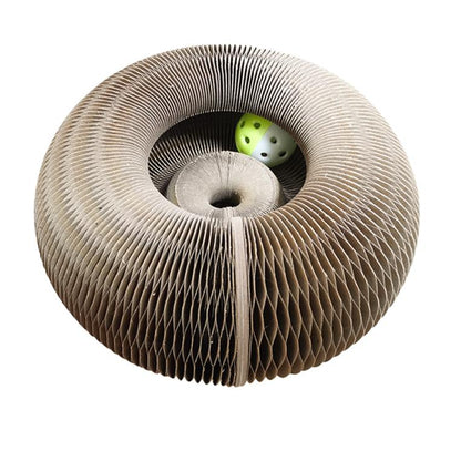 Round Cats Scratching Board with Toy Bell Ball Pet Supply Kitten Toy Folding Corrugated Cats Nest Magic Organ Cats Scratch Board