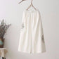 WTEMPO Cotton and Linen Retro Embroidery Women Spring and Summer Loose Solid Color Casual Trousers