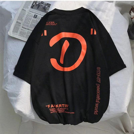 Summer Personality Letter Printing Short-sleeved T-shirt Men's Round Neck Casual Shirt Loose Trend Sports Half-sleeved T-shirt