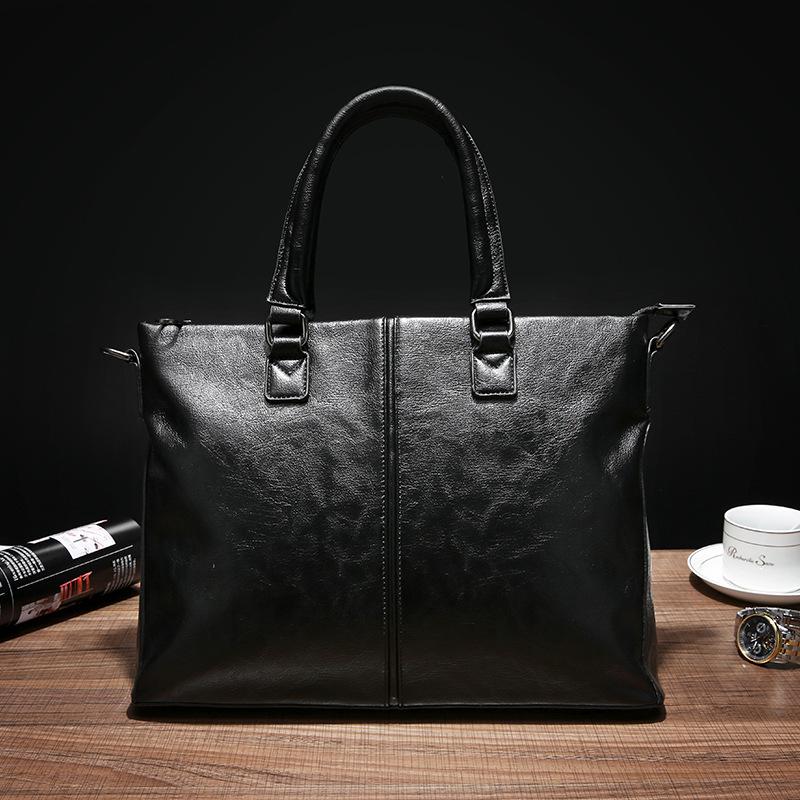 Business Briefcase Men British Large Capacity Zipper Anti-theft Waterproof Handbag Shoulder Bag