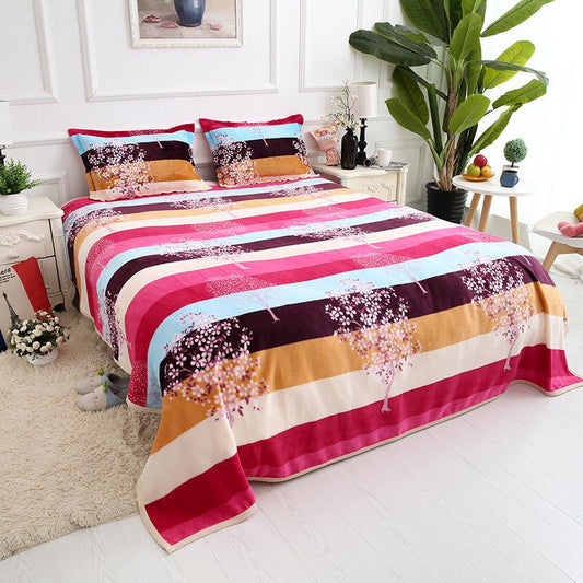 Bed Cover Set Winter Thick Flannel/coral Fleece Blanket Sheet Gold Mink Fleece Nap Blanket Bedding Sheet Set