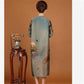 Wome's Retro Printing Spring and Autumn Long Cardigan Outerwear Long Sleeve Slim Windbreaker Coat Ladies
