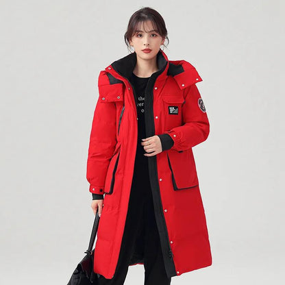 Down Jacket Women's Short Tooling White Duck Down Hooded Warm Pie To Overcome Winter Coat Mid-length Windproof Outdoor Sportswear