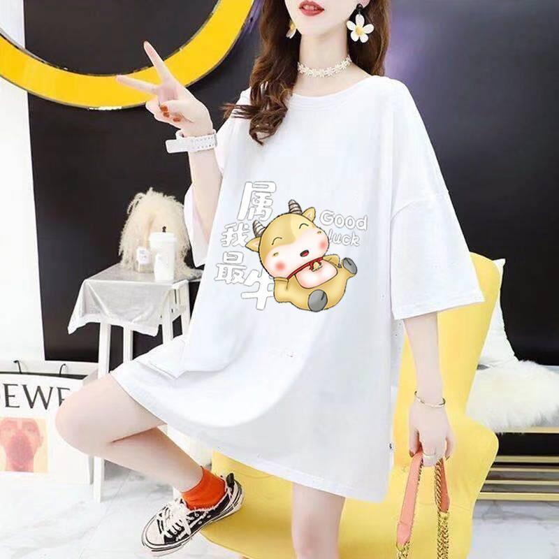 Women's Halter Mid-length T-shirts Women's Round Neck Short-sleeved Loose and Thin T-shirts Half-sleeved Tops Women's Casual Loose T-shirt