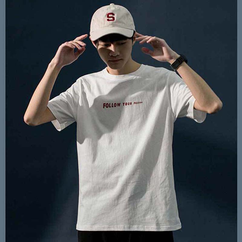 Pure Cotton Short-sleeved T-shirt Men's Summer Trend Loose Wild New T-shirt