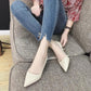 High Heels Women European Stiletto Mid-heel Pointed Toe Fashion High Heels Working Leather Shoes Women