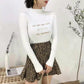 PofuLove Korean Slim Thin Student Knitting Undershirt Hedging Half Turtleneck Letter Sweater Female