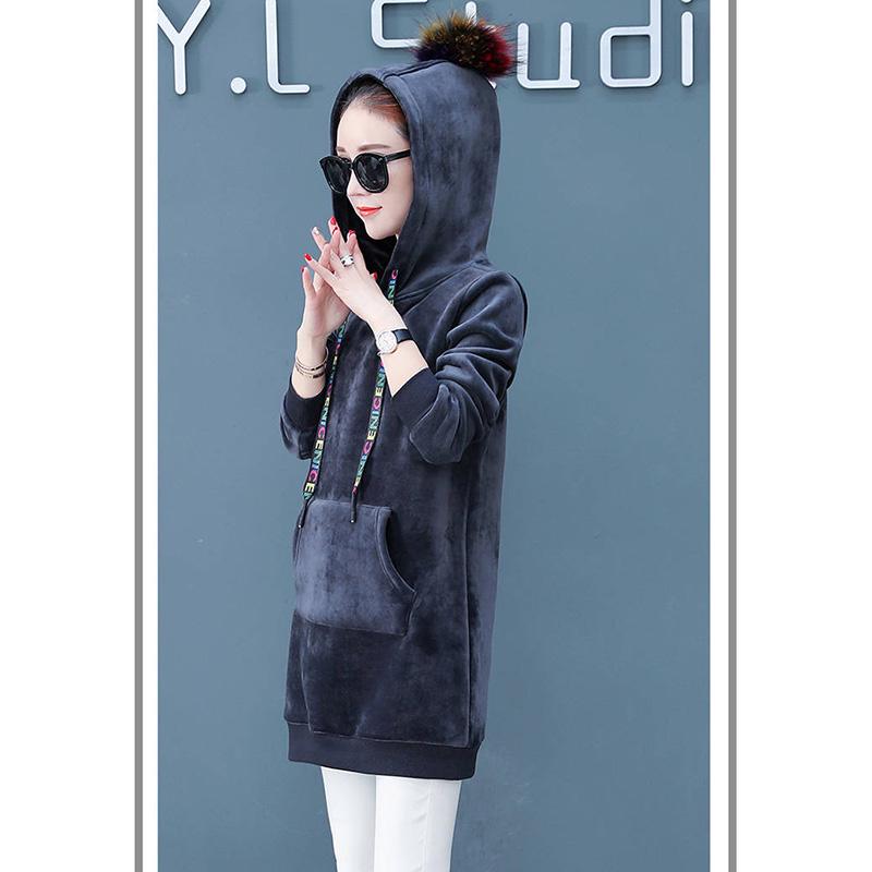 Hooded clothes Wild Large size Casual coat keep warm Winter Woman's Loose Sweatshirt Long sleeve