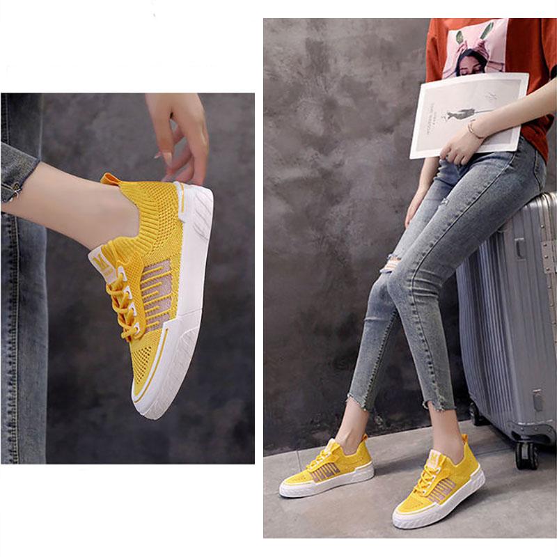 Female Summer Students Breathable Flying Woven Mesh White Shoes Hollow Soft Sole Shoes Sneakers