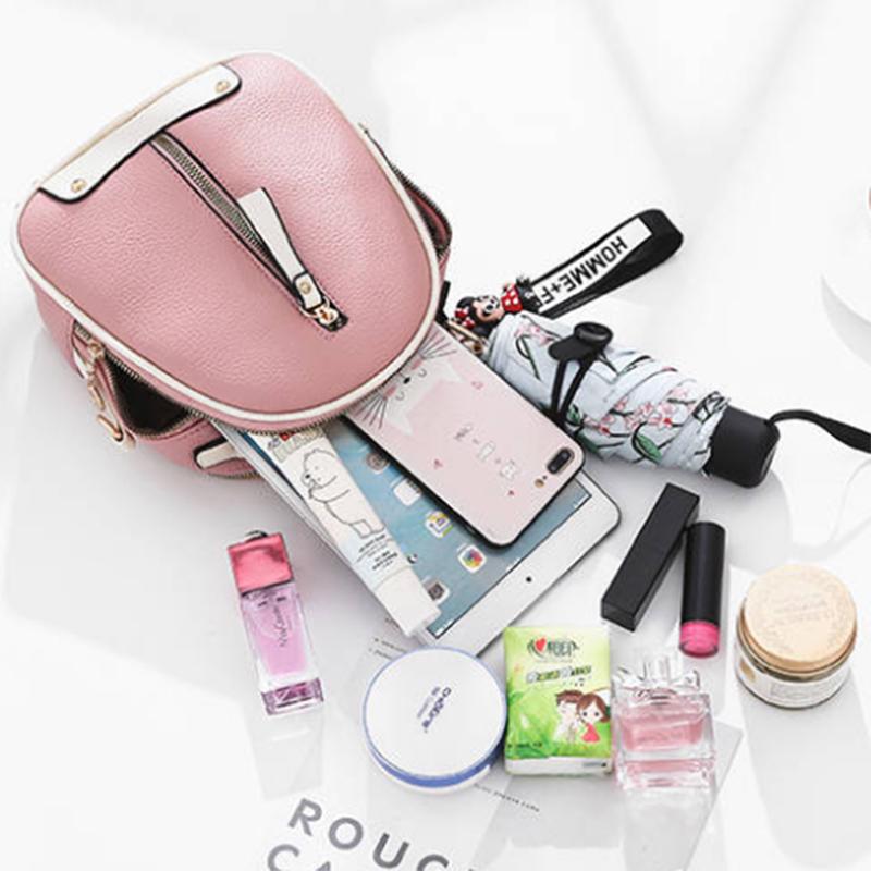 Women Student Leisure Travel Backpack Multifunction Crossbody Shoulder Bag Genuine Leather Hand Bag