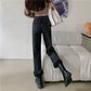 Designful Retro Tie Jeans Female Autumn Korean Version of The High Waist Slim Vertical Straight Widespipe