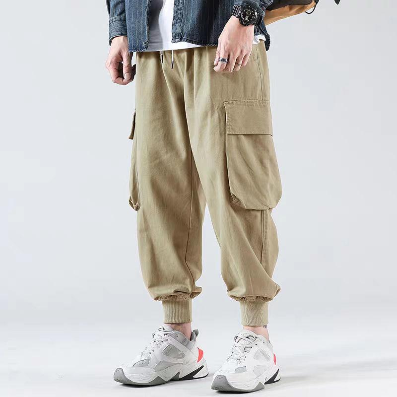 Men's Large Size Overalls Casual Pants Trend Pocket Cropped Pants Sports Pants