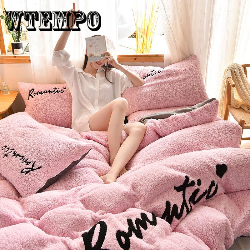 4pcs Bedding Sets Soft Cashmere Duvet Cover Pillowcase Bed Sheet Winter Bedroom Decoration