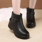 Winter Snow Cotton Shoes Women Plus Velvet Padded Short Boots Non-slip Soft Flat Leather Shoes