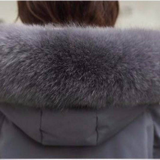 Fur Hooded Winter Down Coat Women  Thick Warm Parkas Female Outerwear Women's Mid-Length Down Padded Jacket  Large Fur Collar