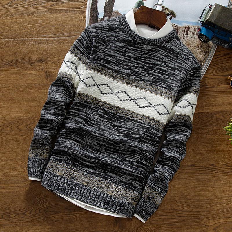 Knitted Man Sweater Stripe Men Casual Cotton Autumn Mens Sweaters Keep Warm Winter Pull Homme